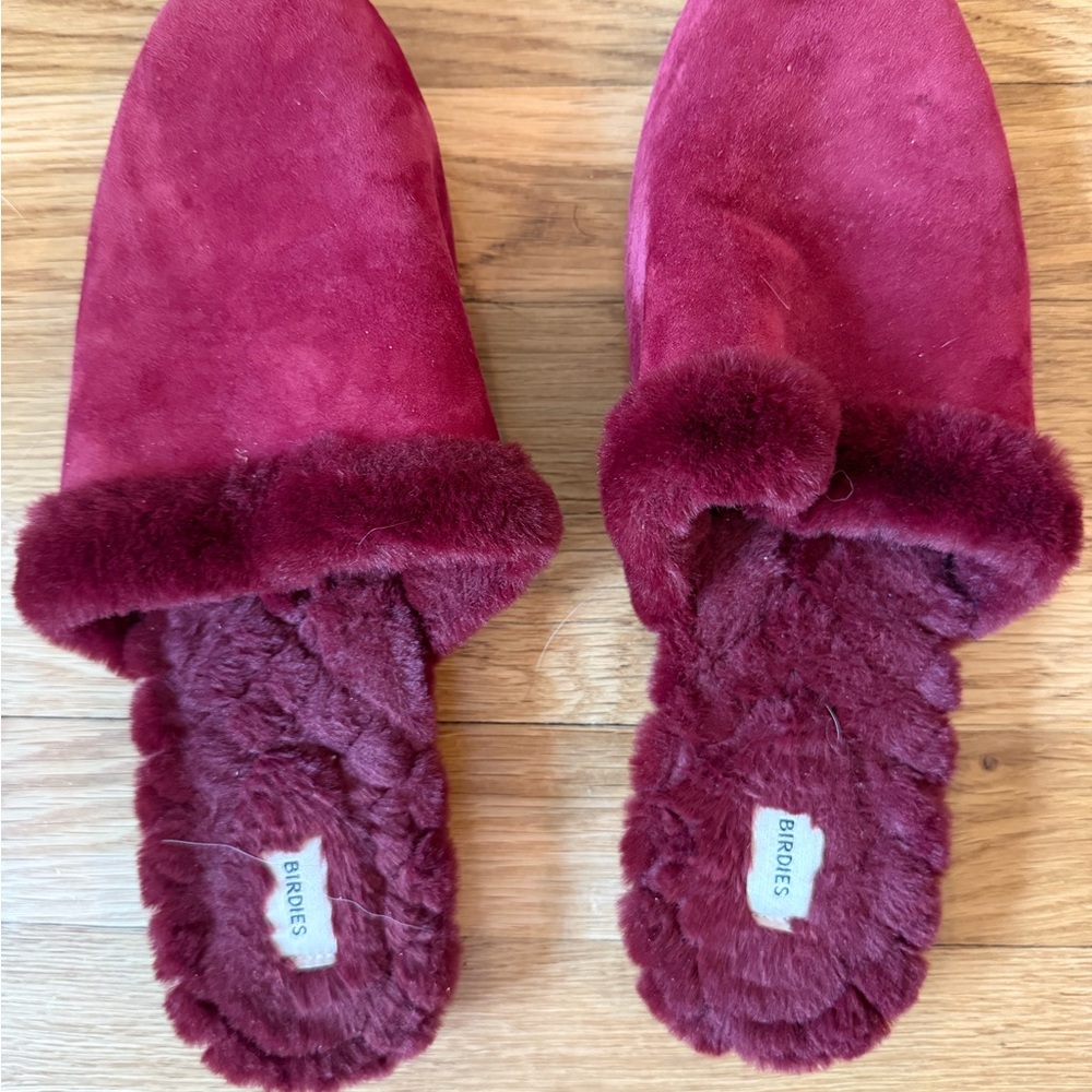 Birdies Plush Maroon Slippers for Women